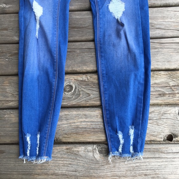 Fashion Nova Distressed Raw Hem Skinny Jeans - Picture 3 of 8